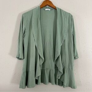 🦋 Blue Time Mint Green Mid Sleeve Ruffle Cardigan Lightweight Spring XL